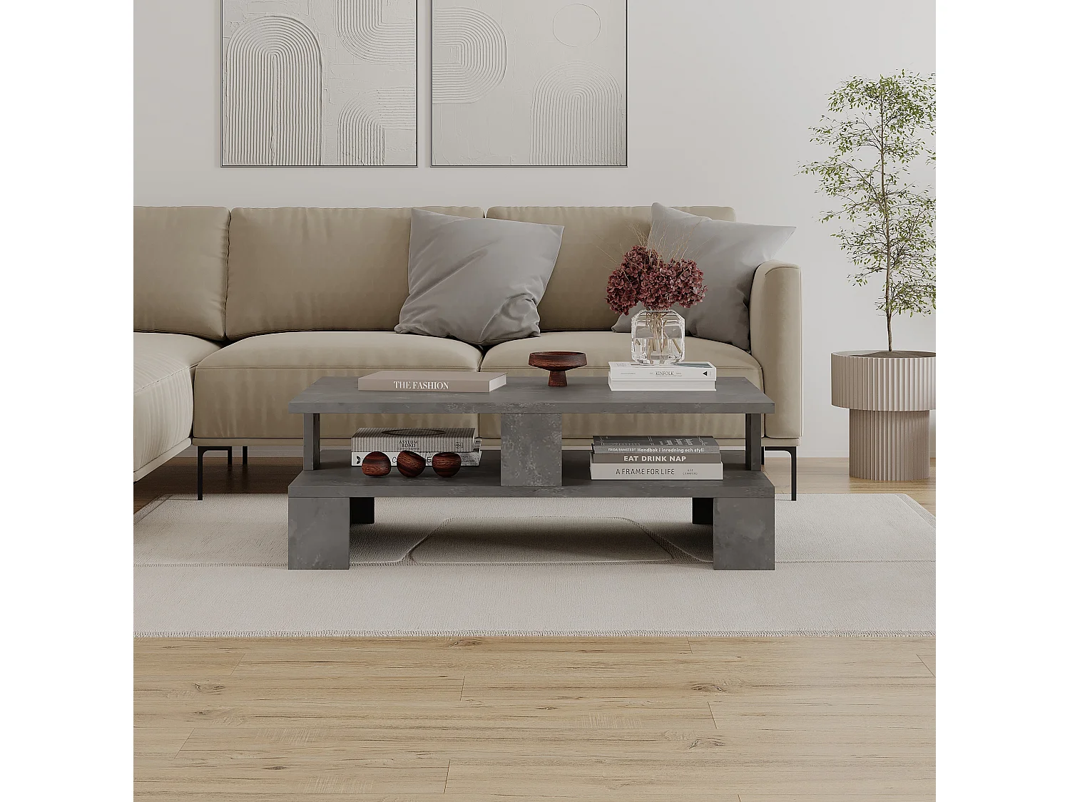 Couchtisch MANSU - Retro Grau - 80 x 50 x 27,5 cm