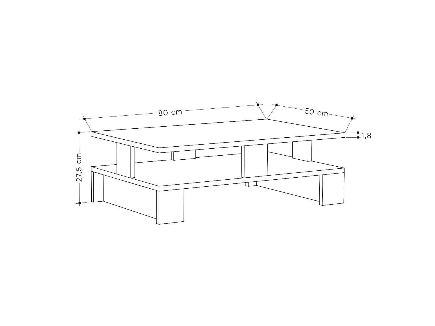 Couchtisch MANSU - Retro Grau - 80 x 50 x 27,5 cm