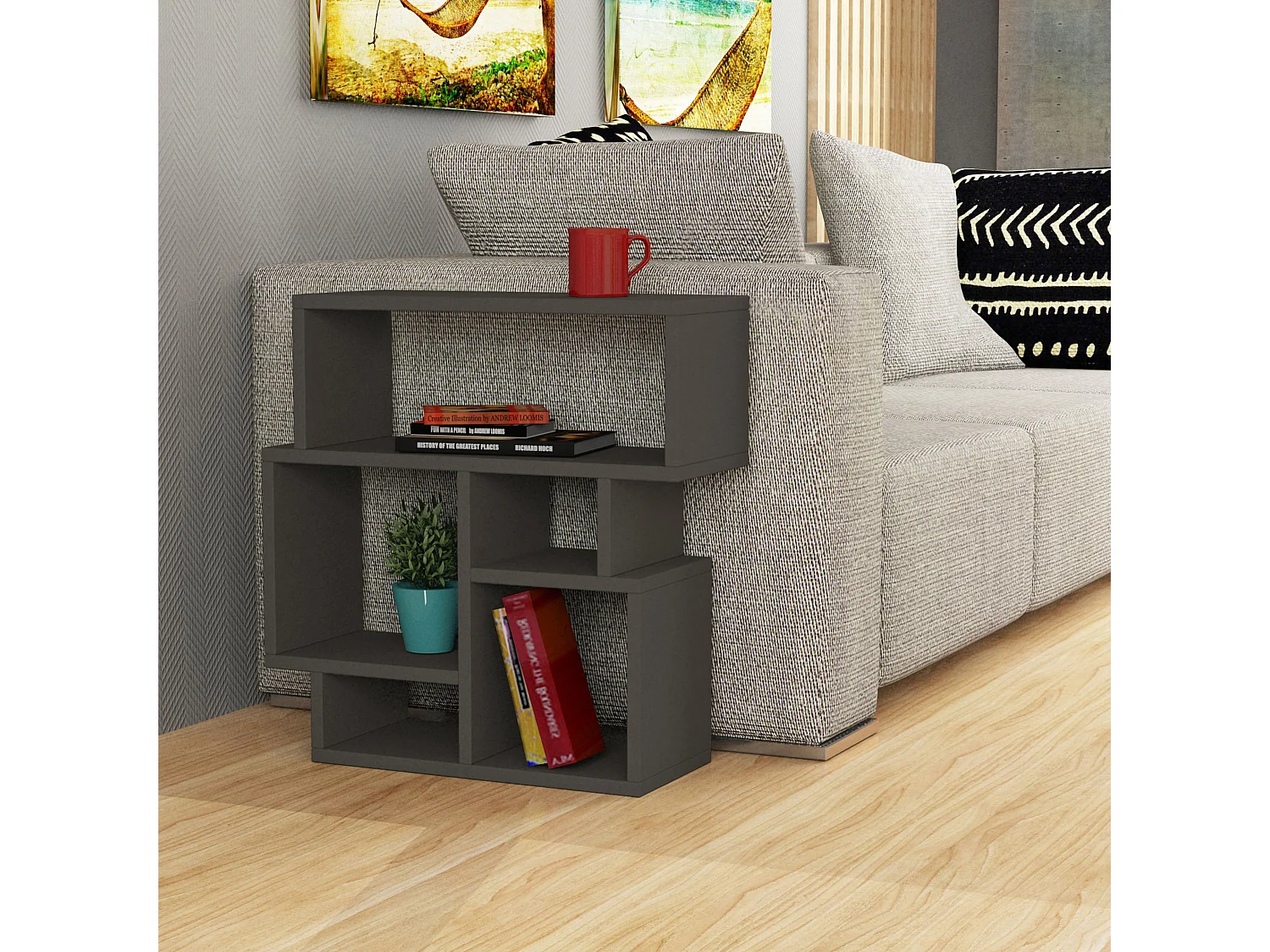 Table d'appoint KARMA- gris anthracite, 59x61x22