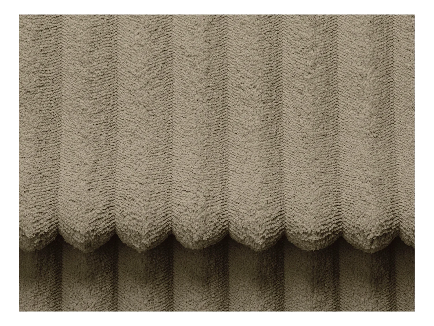 Hoekslaapbank met hoek links van taupegrijs ribfluweel met brede ribbels AMELIA