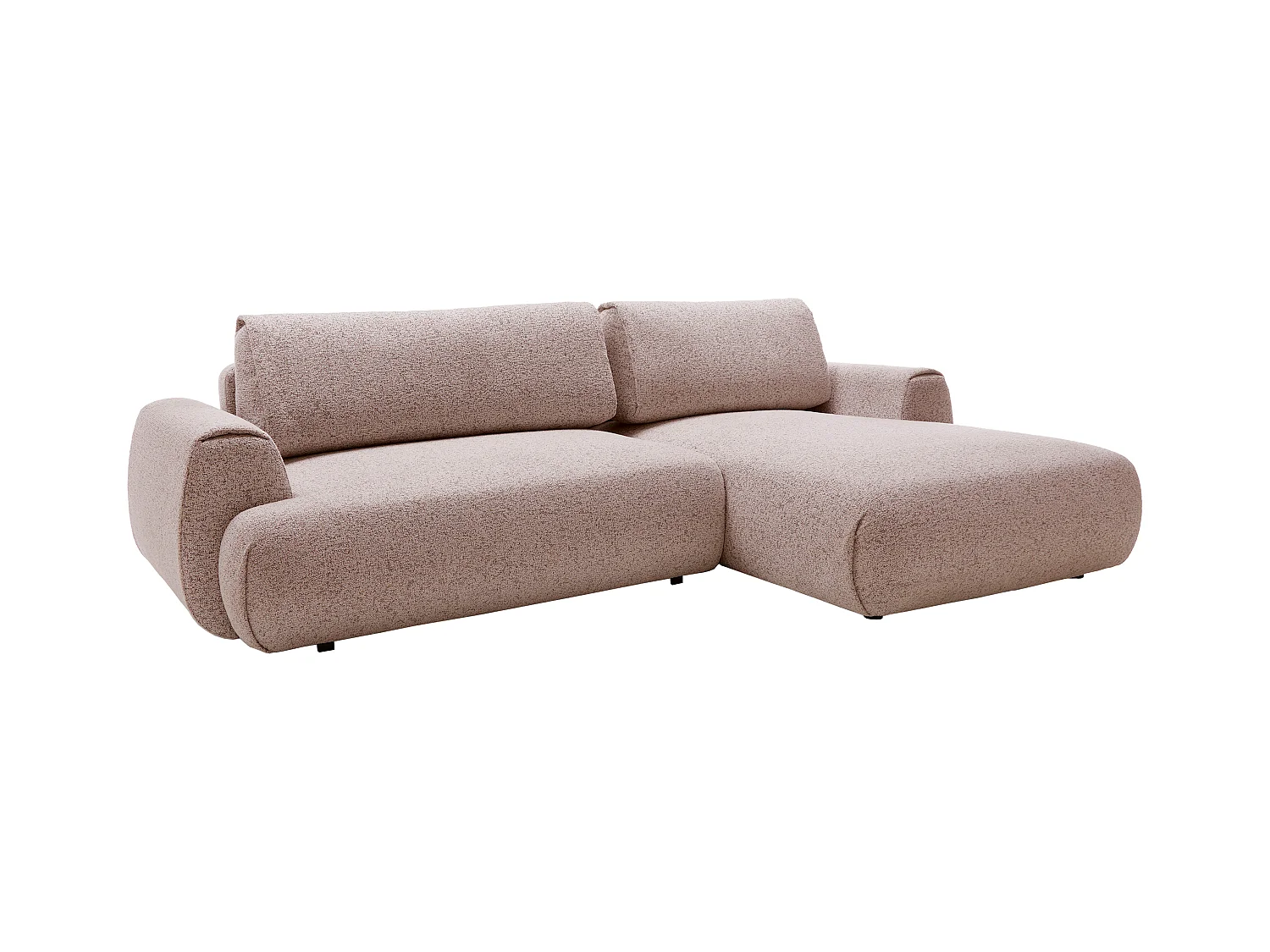 Sofá rinconera derecha en tejido texturizado rosa MONELIA