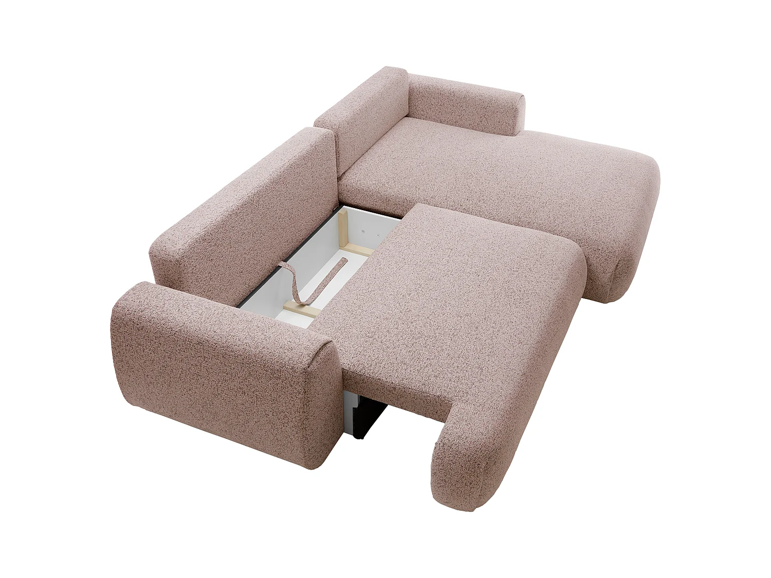 Sofá rinconera derecha en tejido texturizado rosa MONELIA