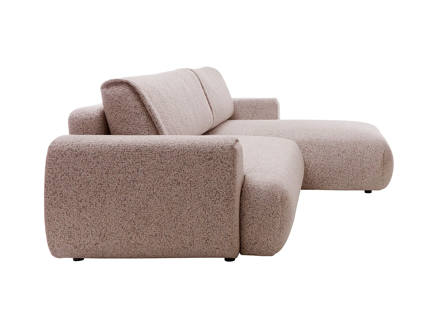 Sofá rinconera derecha en tejido texturizado rosa MONELIA