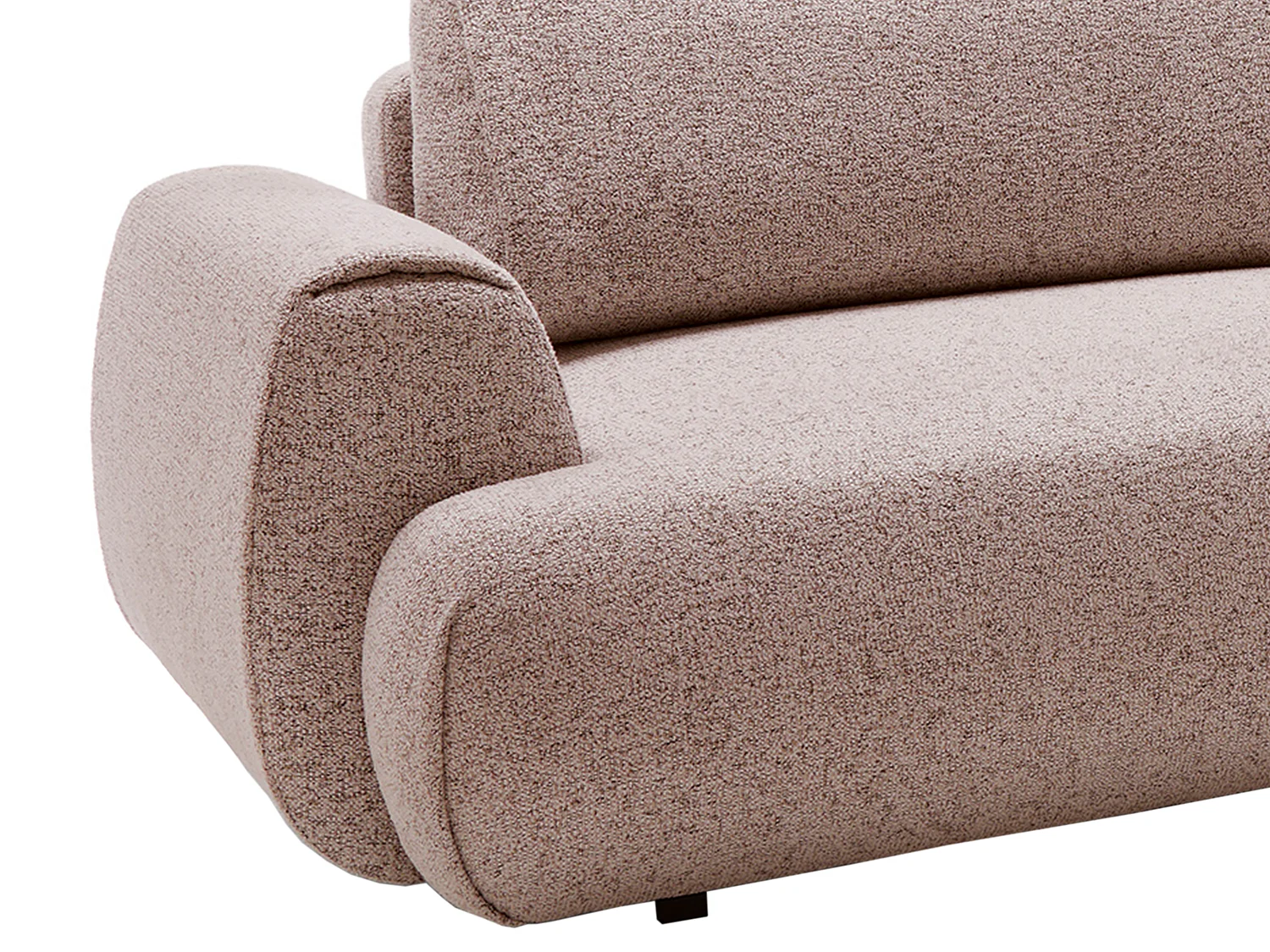 Högerdrottad soffa med bäddbar som utdragbar bäddsoffa i rosa melerat tyg MONELIA