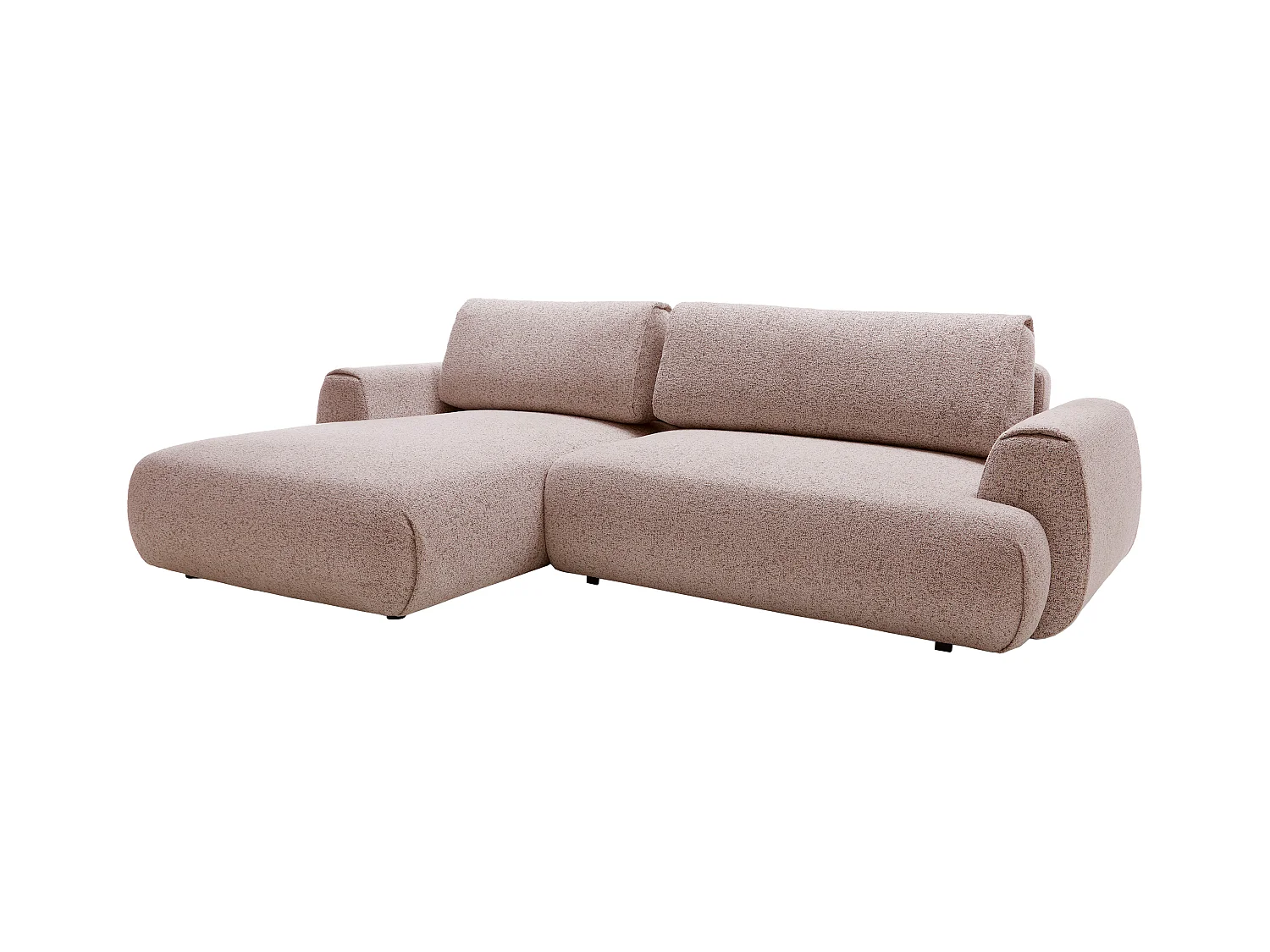Canapé d'angle gauche convertible en tissu chiné rose MONELIA