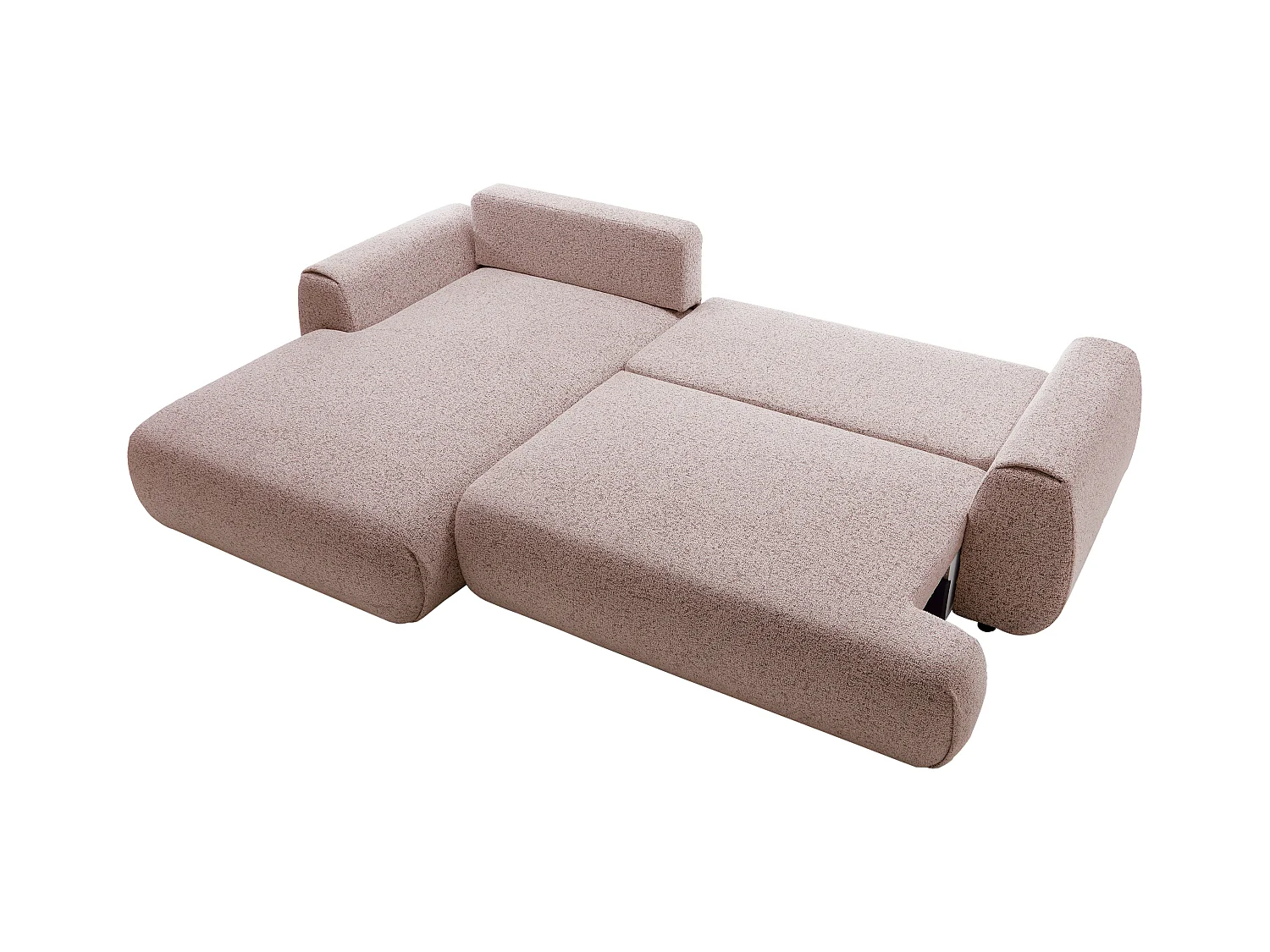 Canapé d'angle gauche convertible en tissu chiné rose MONELIA
