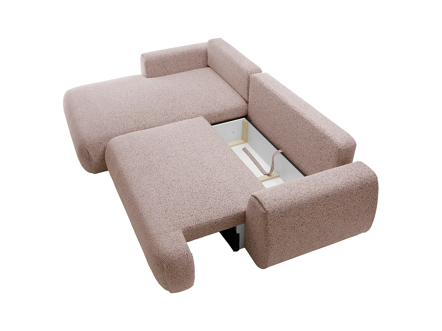 Canapé d'angle gauche convertible en tissu chiné rose MONELIA