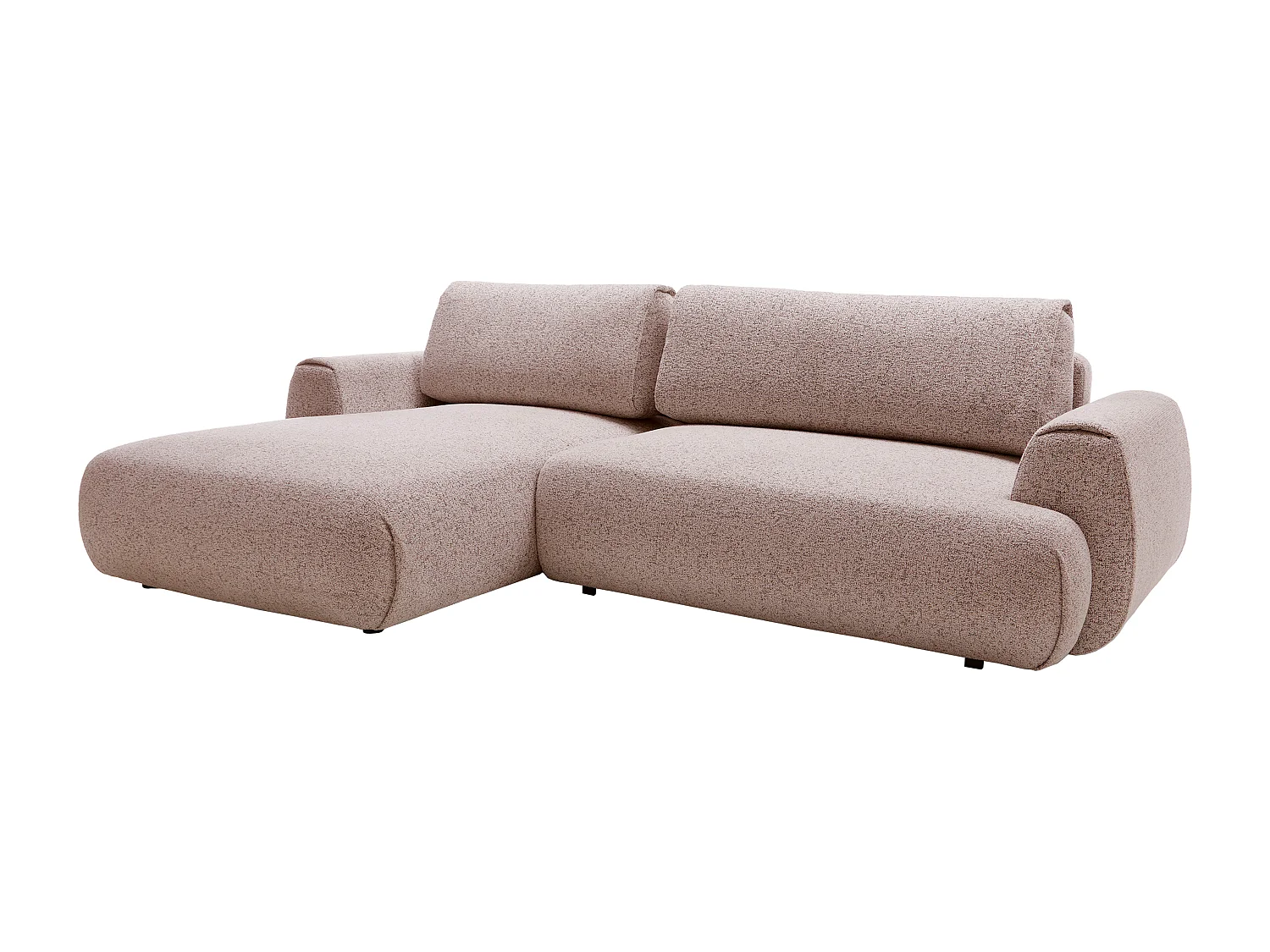 Vänster bäddsoffa i melerat rosa tyg MONELIA