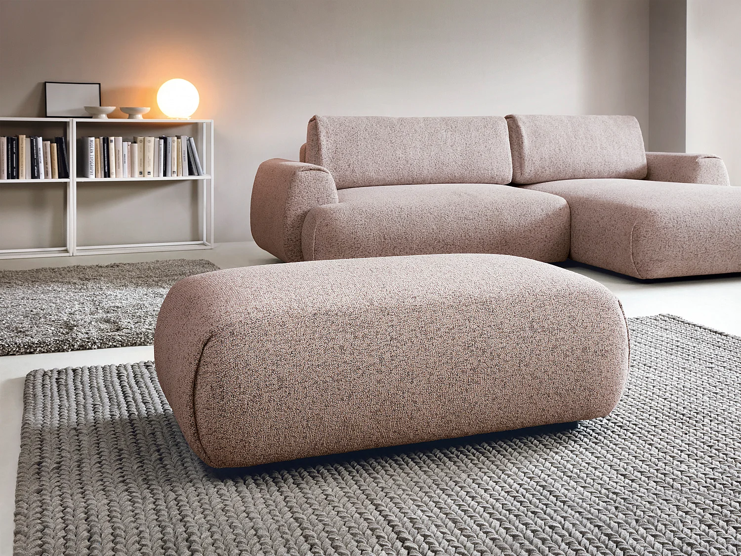 Pouf en tissu chiné rose MONELIA