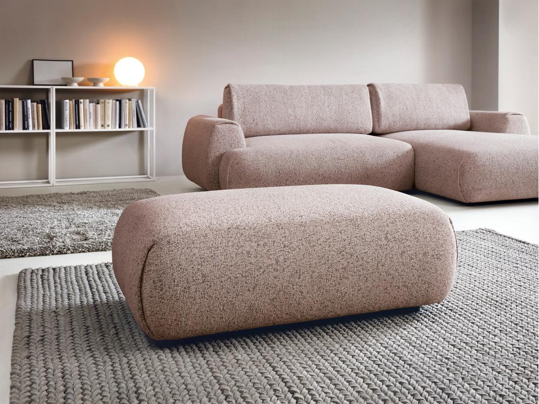 vente unique Pouf en tissu texturé rose MONELIA
