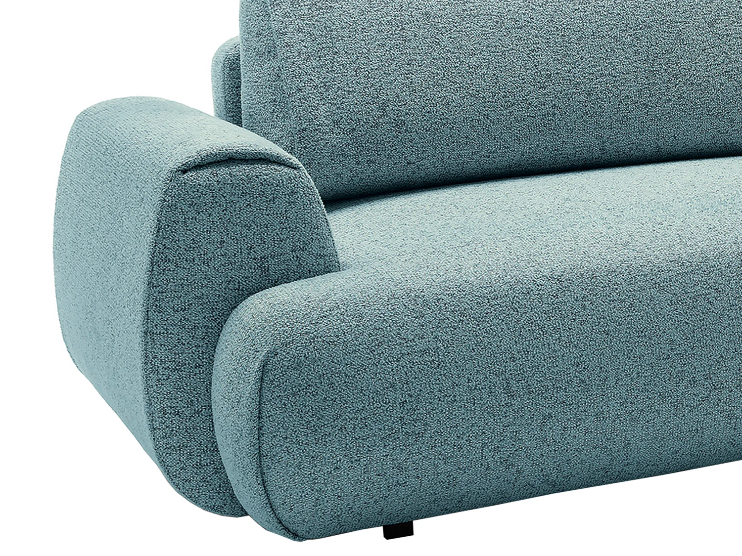 Sofá de canto direito convertível em tecido mesclado azul - MONELIA