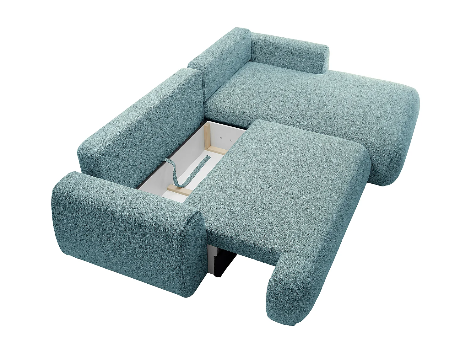 Högerställd Soffa med bäddsoffa i blåmelerat tyg MONELIA