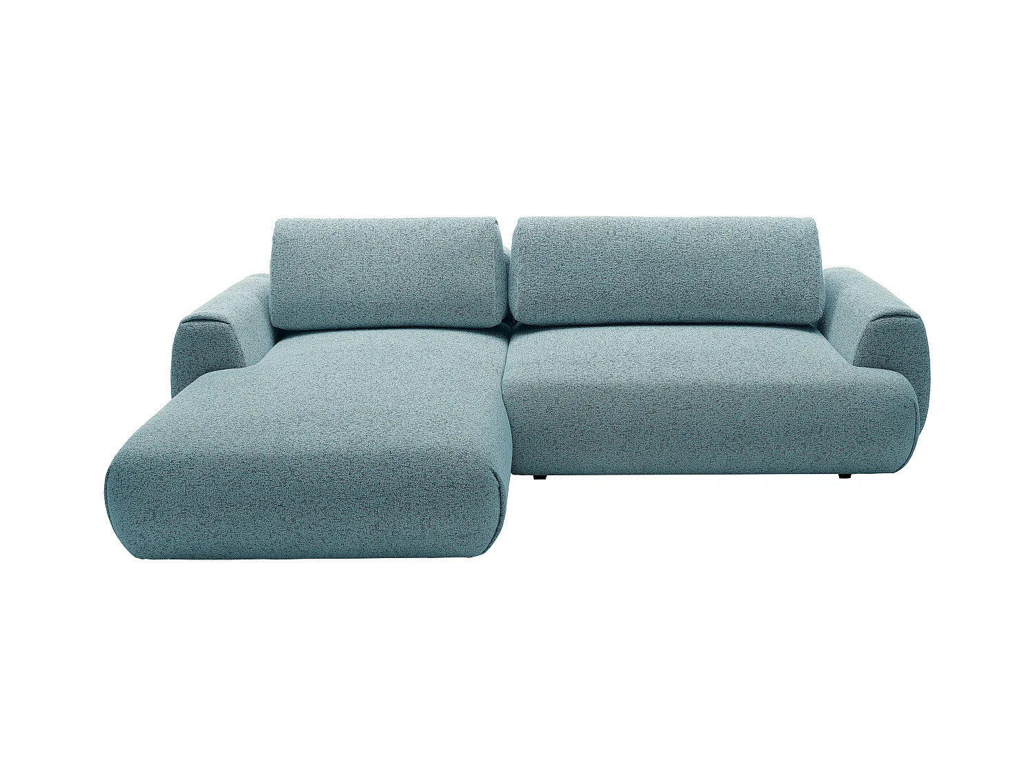 Canapé d'angle gauche convertible en tissu chiné bleu MONELIA