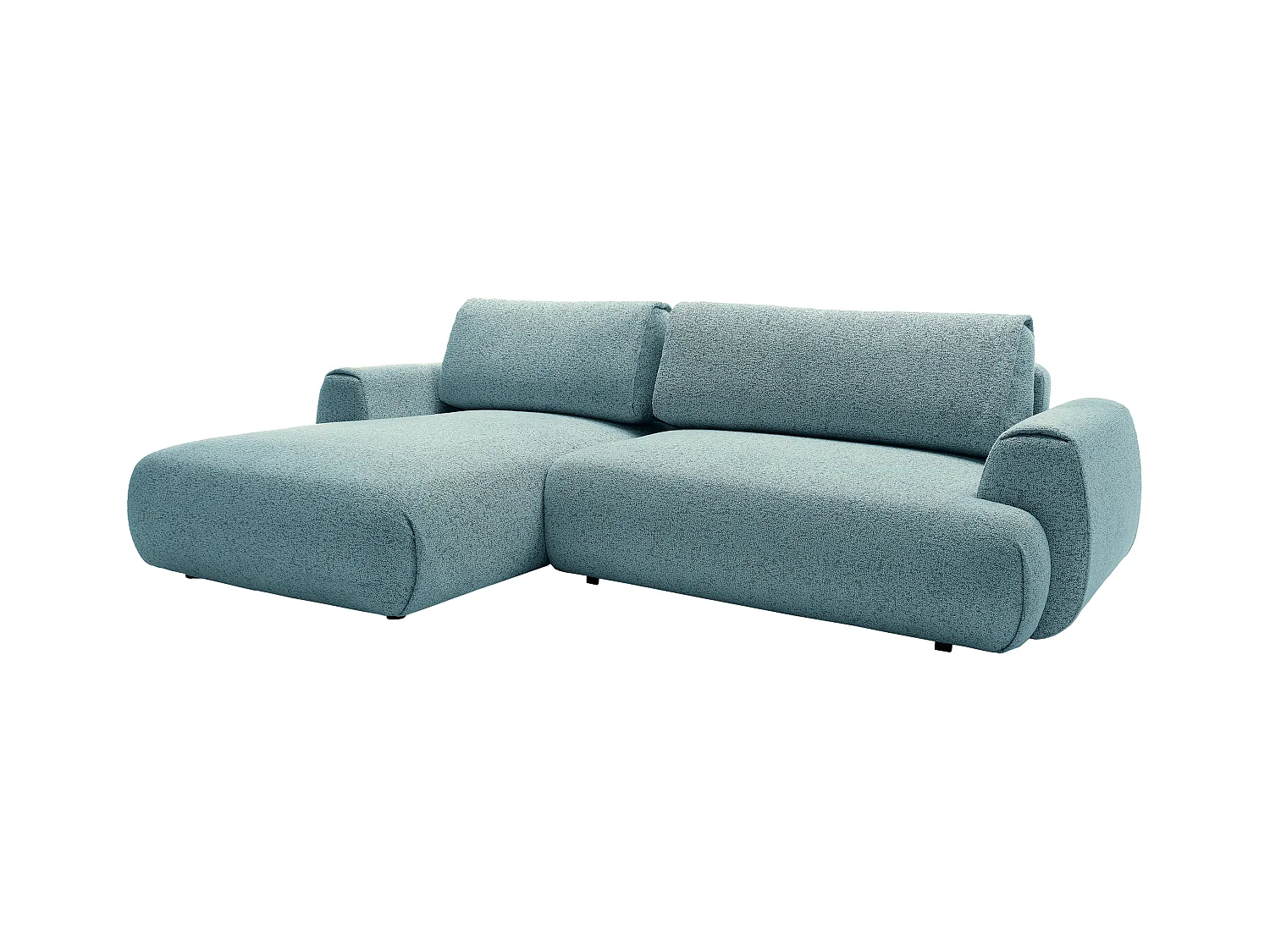 Canapé d'angle gauche convertible en tissu chiné bleu MONELIA