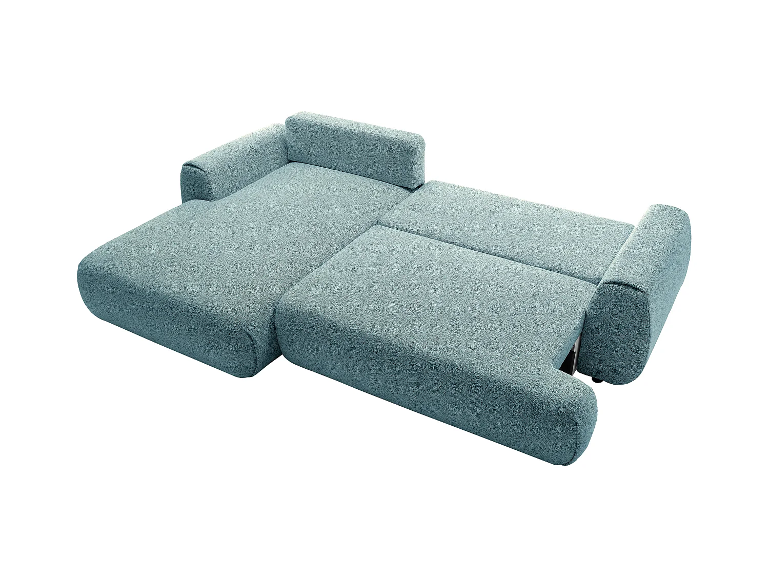 Canapé d'angle gauche convertible en tissu chiné bleu MONELIA