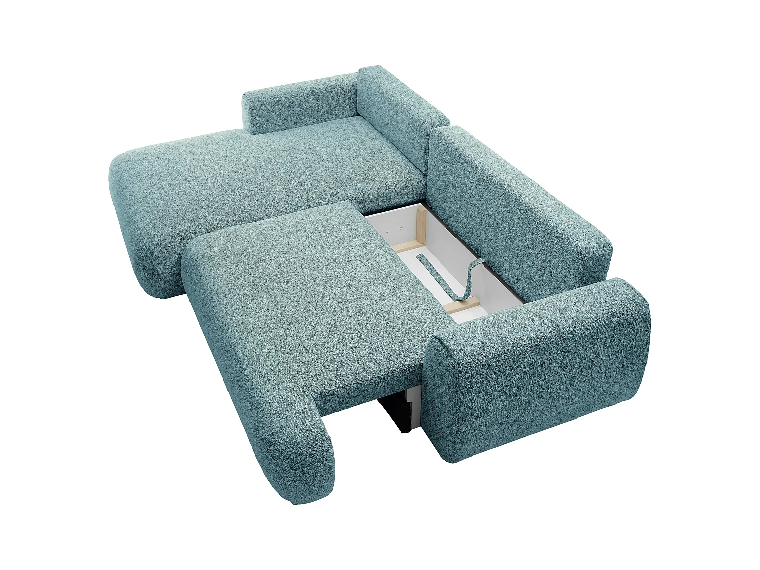 Canapé d'angle gauche convertible en tissu chiné bleu MONELIA