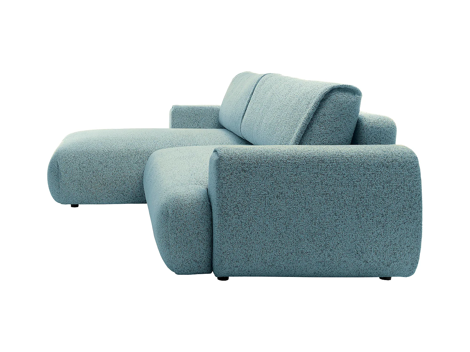 Canapé d'angle gauche convertible en tissu chiné bleu MONELIA