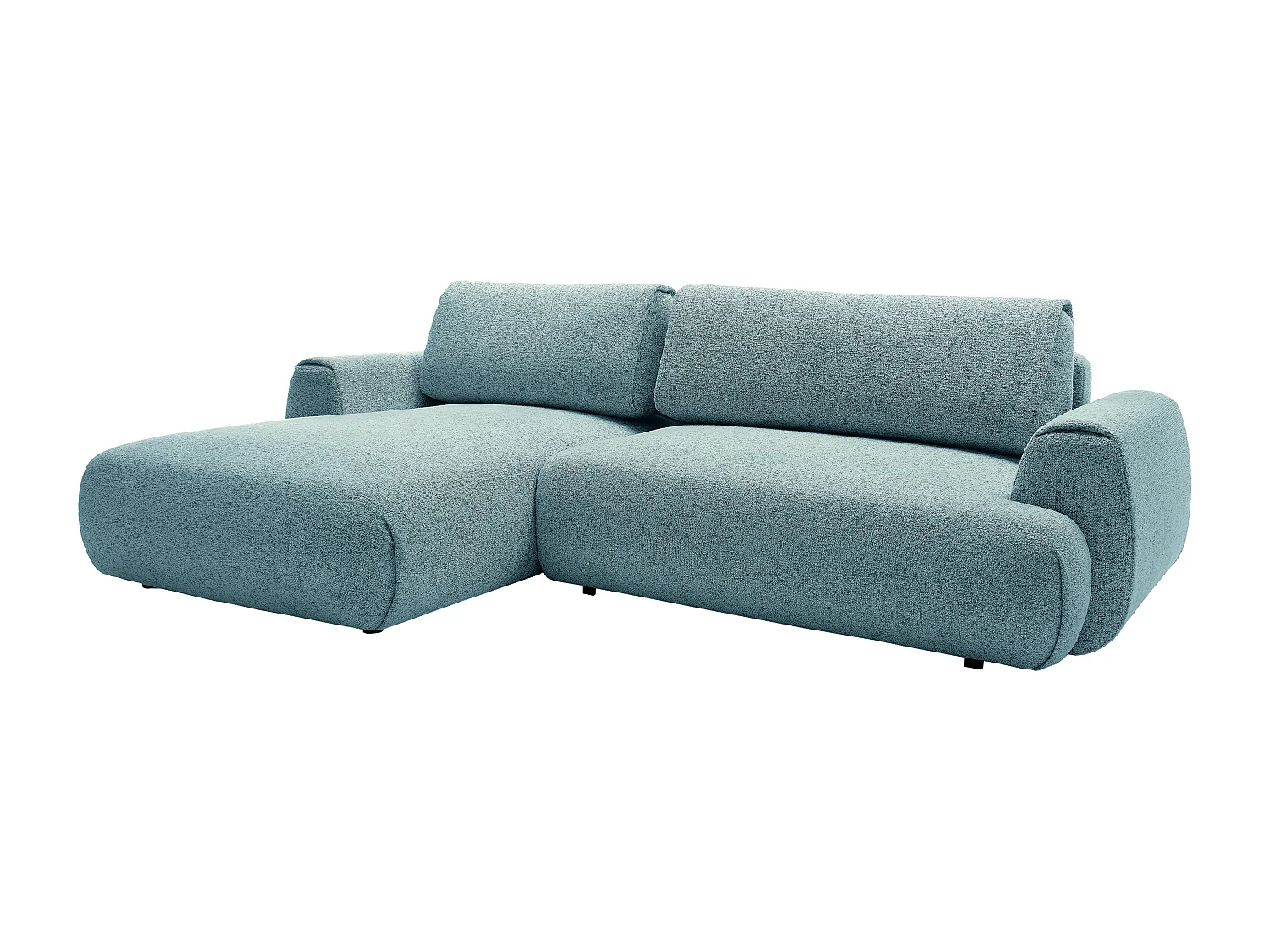 Canapé d'angle gauche convertible en tissu chiné bleu MONELIA