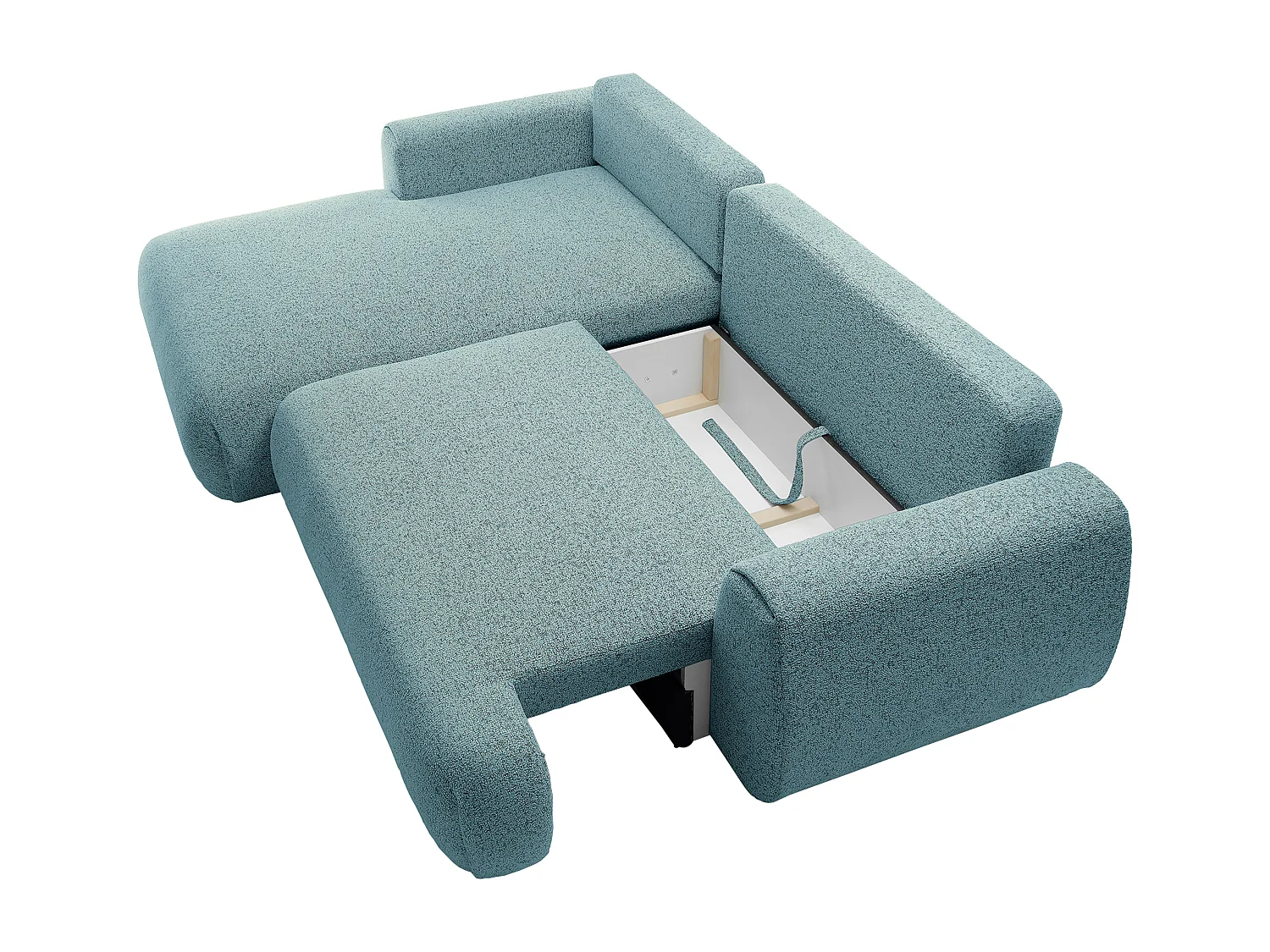 Canapé d'angle gauche convertible en tissu chiné bleu MONELIA