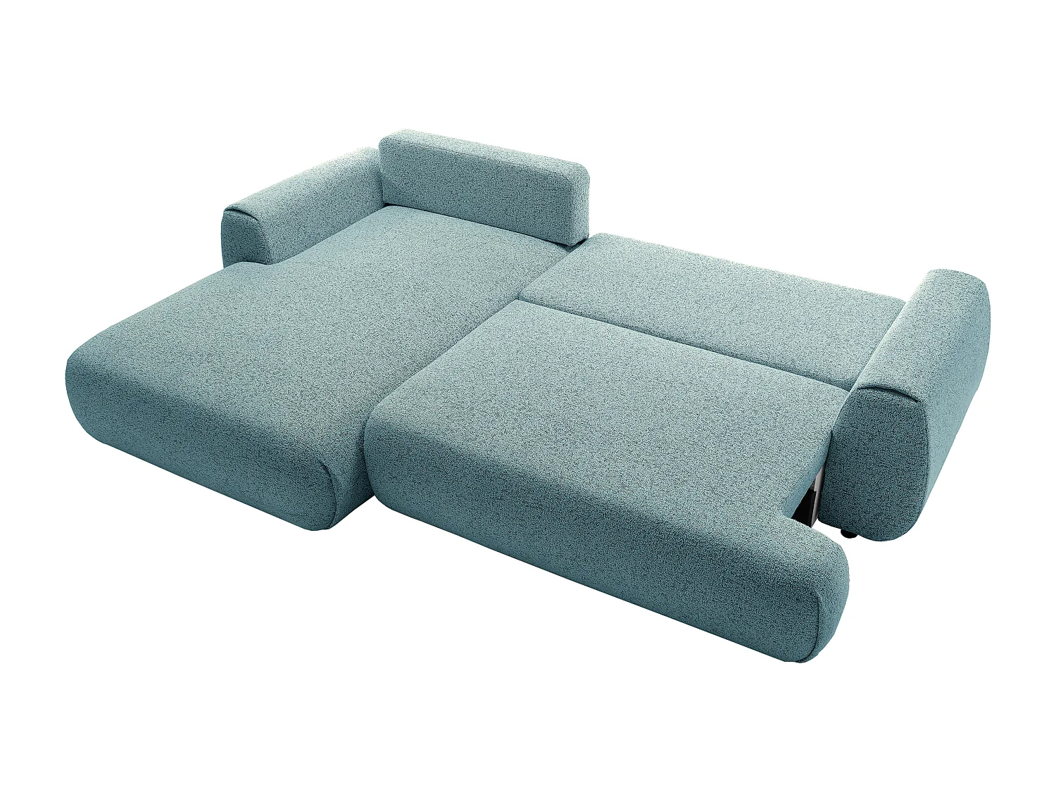 Canapé d'angle gauche convertible en tissu chiné bleu MONELIA