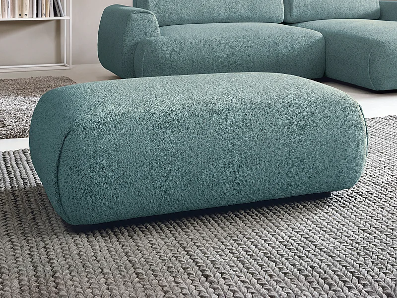 Pouf en tissu chiné bleu MONELIA