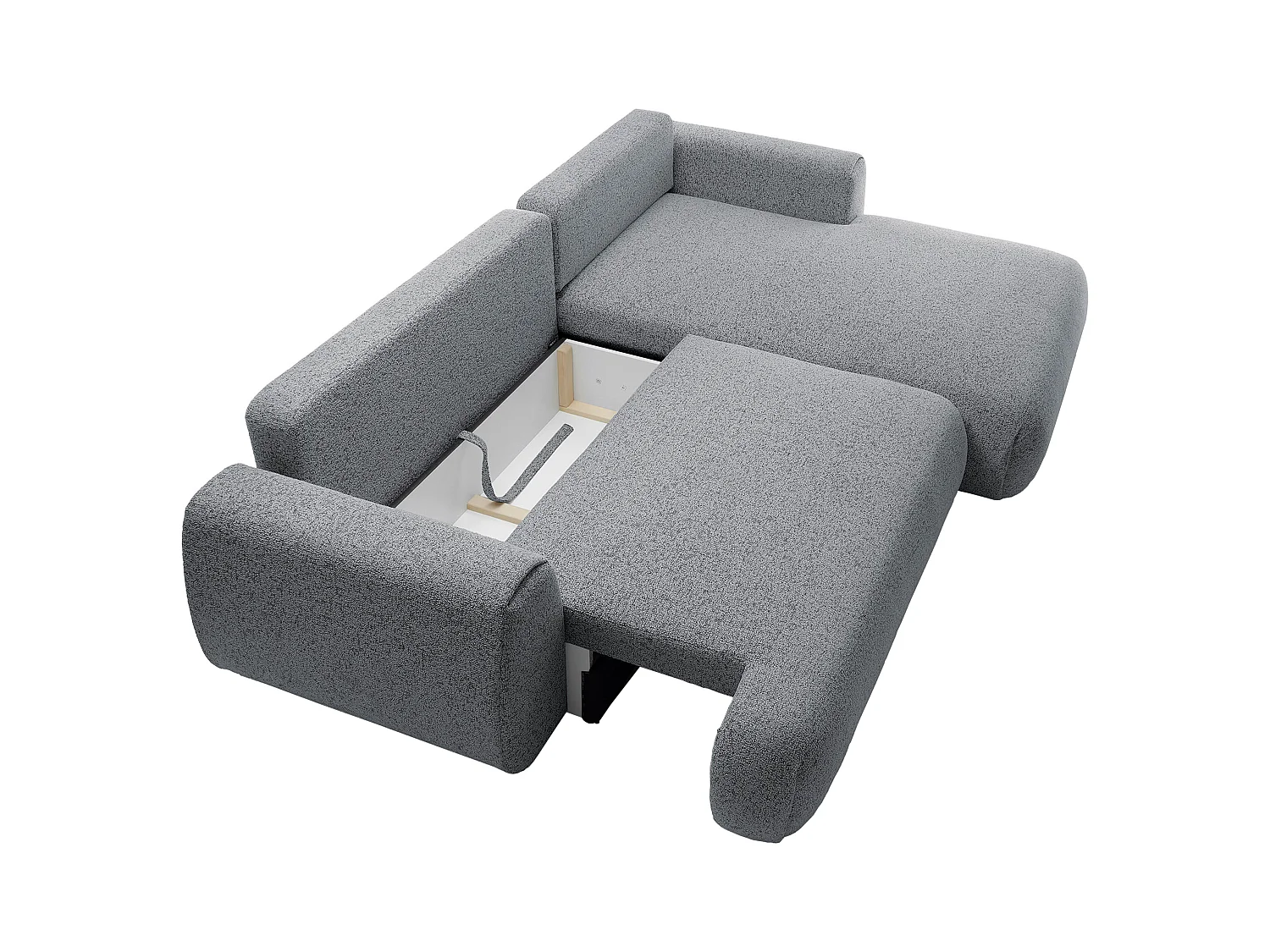 Canapé d'angle droit convertible en tissu chiné gris MONELIA