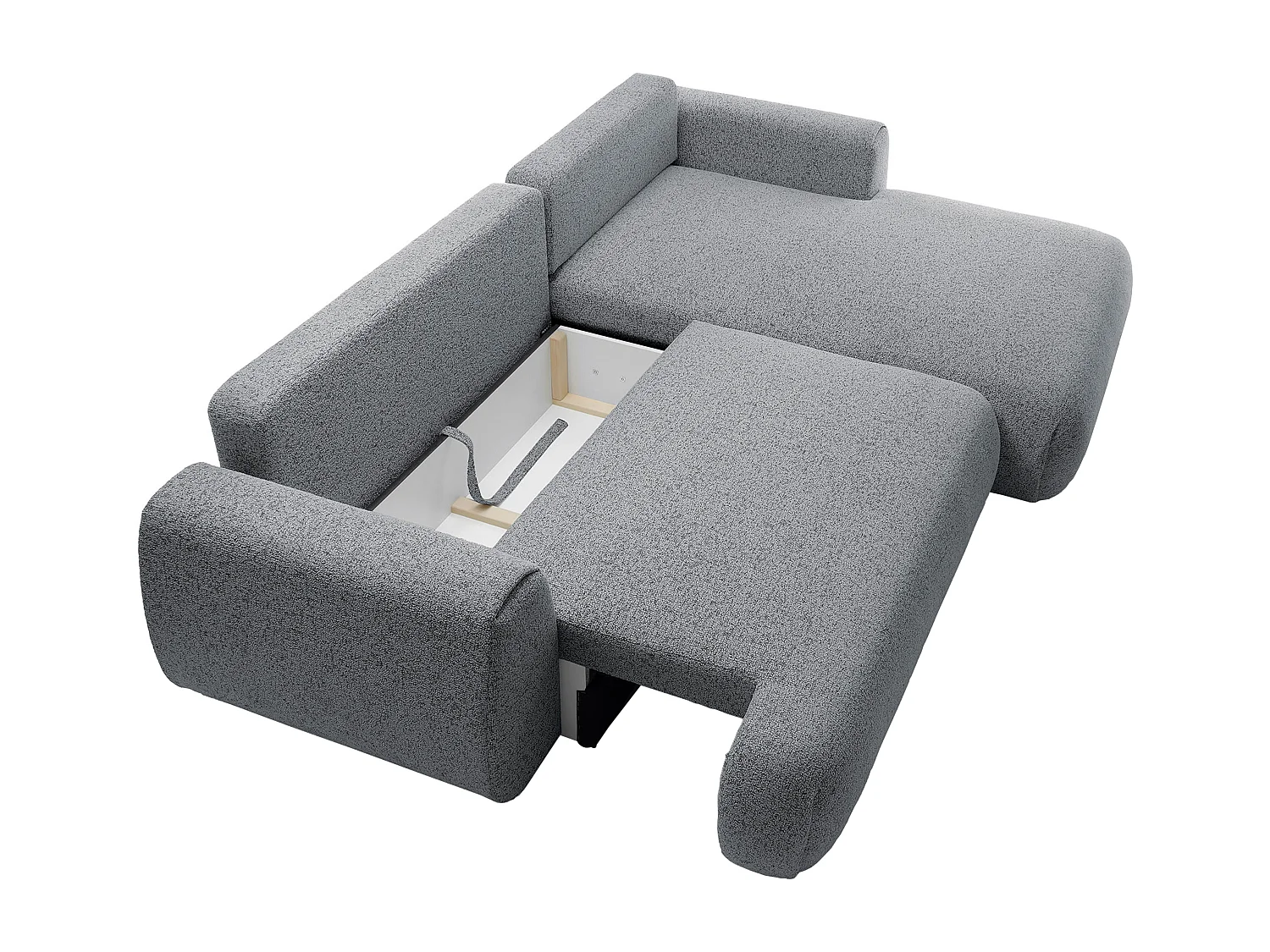 Canapé d'angle droit convertible en tissu chiné gris MONELIA