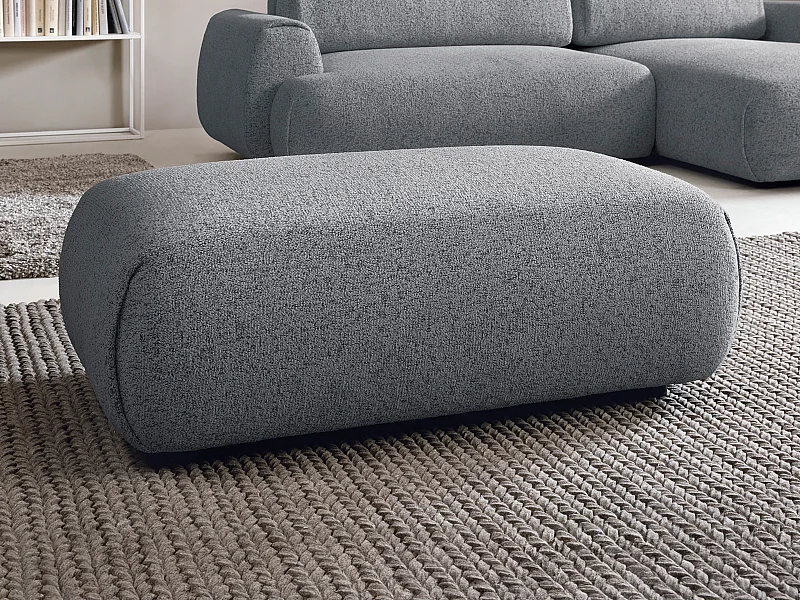 Pouf en tissu chiné gris MONELIA