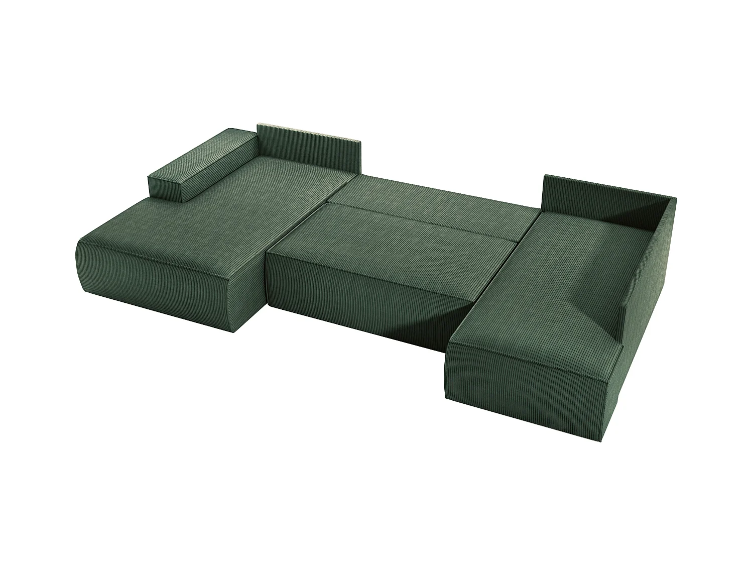 Große Wohnlandschaft - Ecke links - Mit Schlaffunktion - Cord - Grün - AMELIA