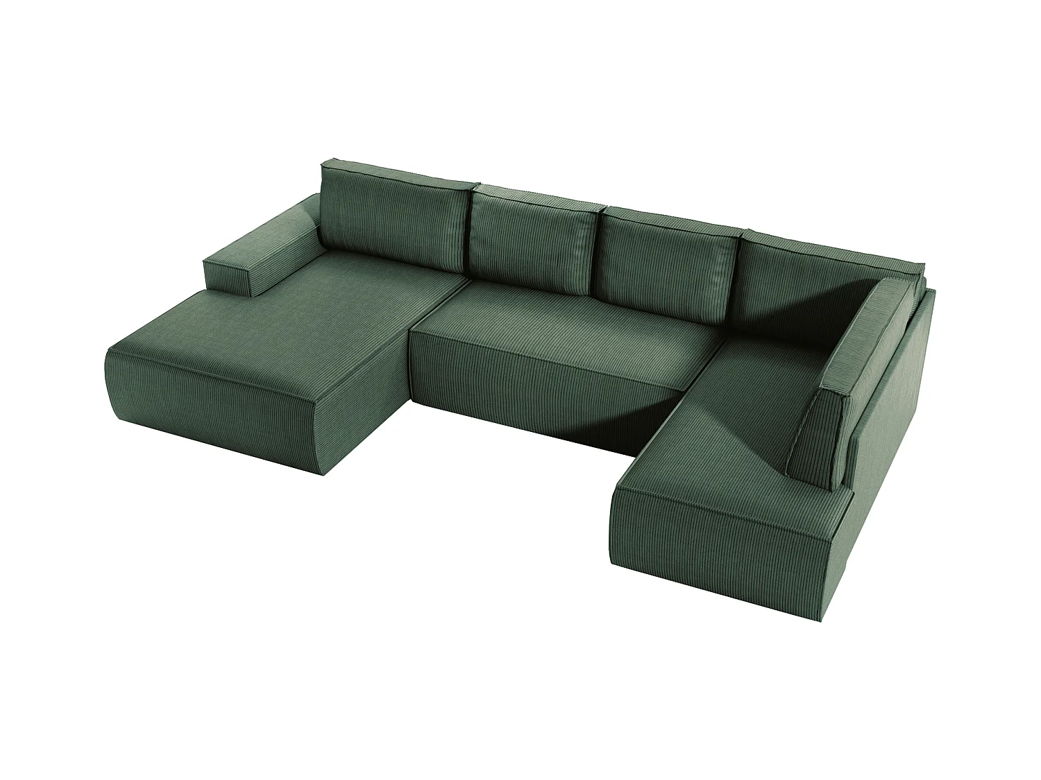 Große Wohnlandschaft - Ecke links - Mit Schlaffunktion - Cord - Grün - AMELIA