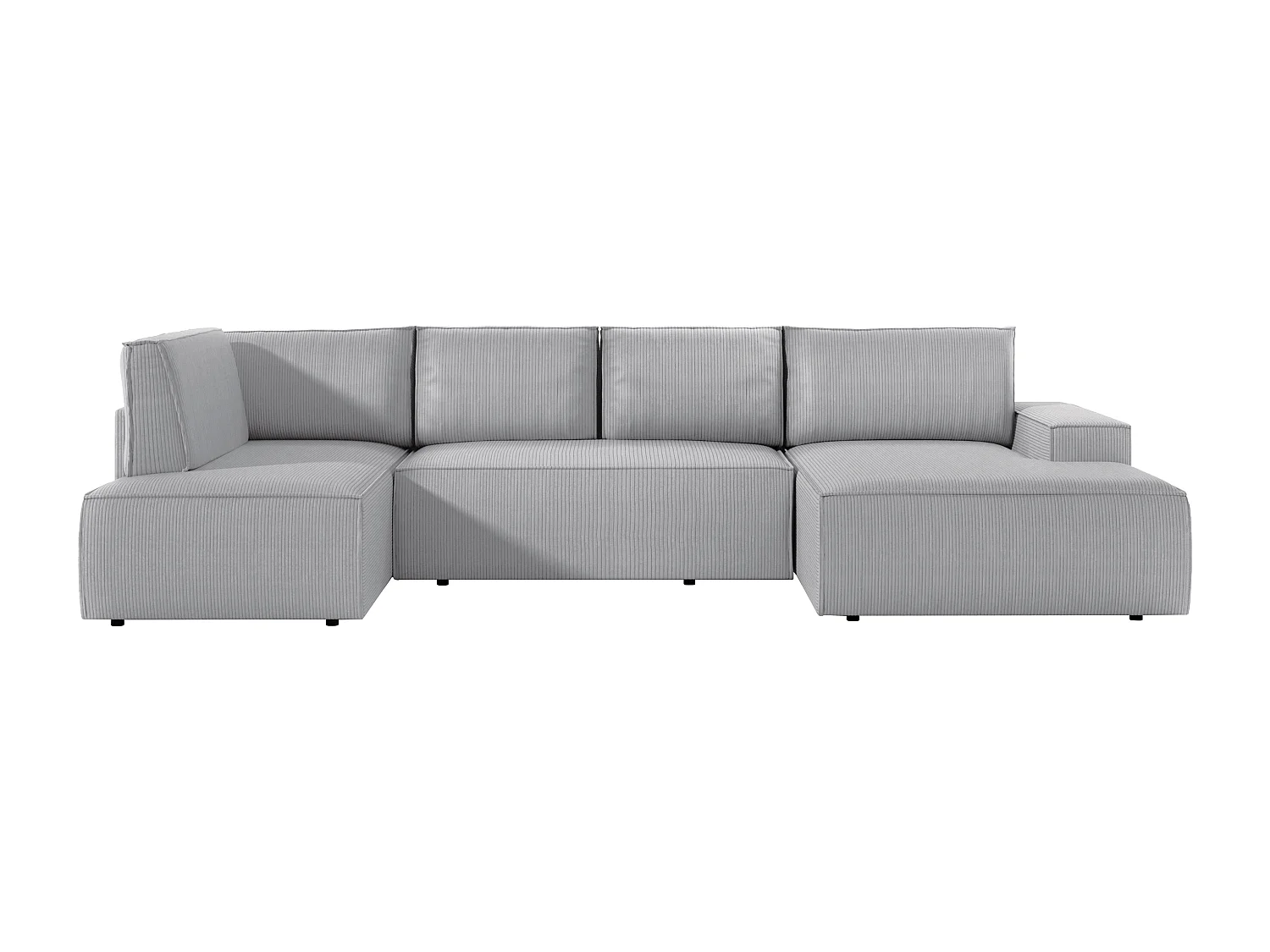 Große Wohnlandschaft - Ecke rechts - Mit Schlaffunktion - Cord - Hellgrau - AMELIA