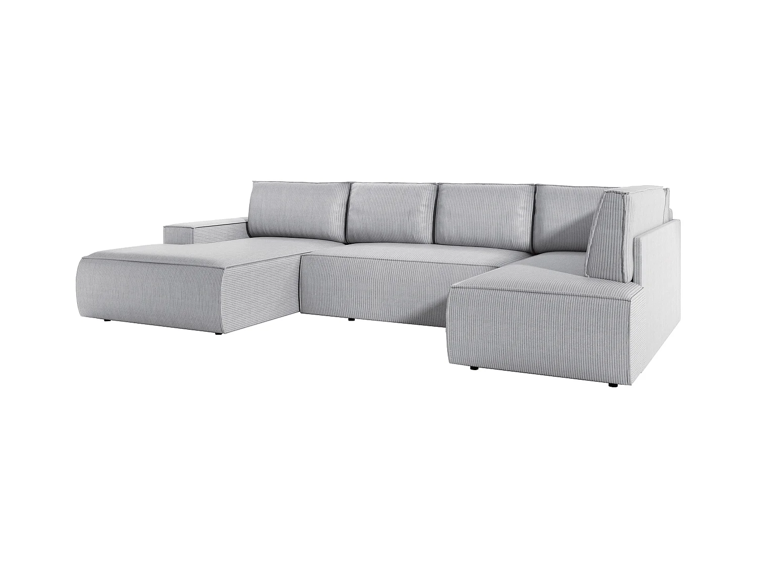 Gran sofá rinconera izquierda panorámico en terciopelo gris claro AMELIA