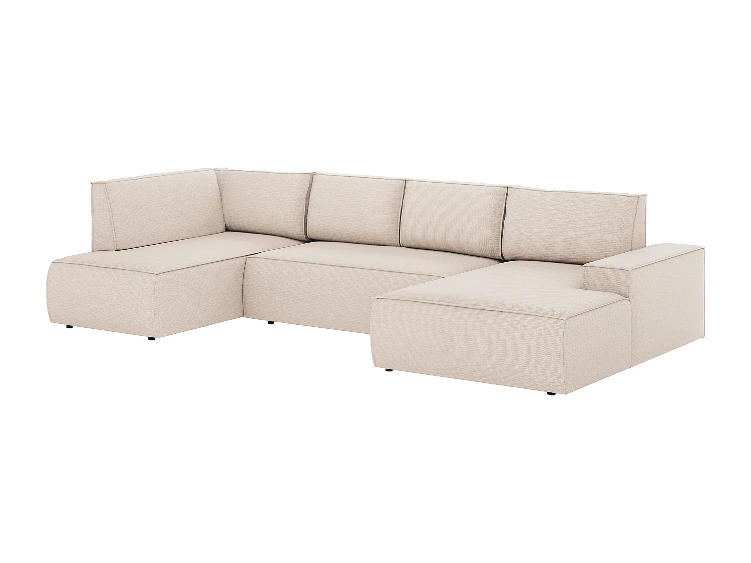 Große Wohnlandschaft mit Schlaffunktion - Ecke rechts - Strukturstoff - Beige - AMELIA