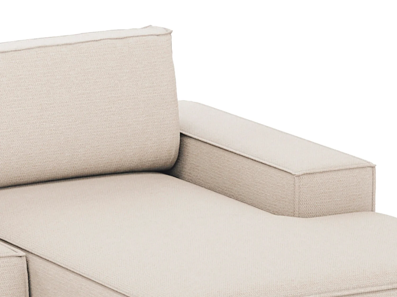 Große Wohnlandschaft mit Schlaffunktion - Ecke rechts - Strukturstoff - Beige - AMELIA