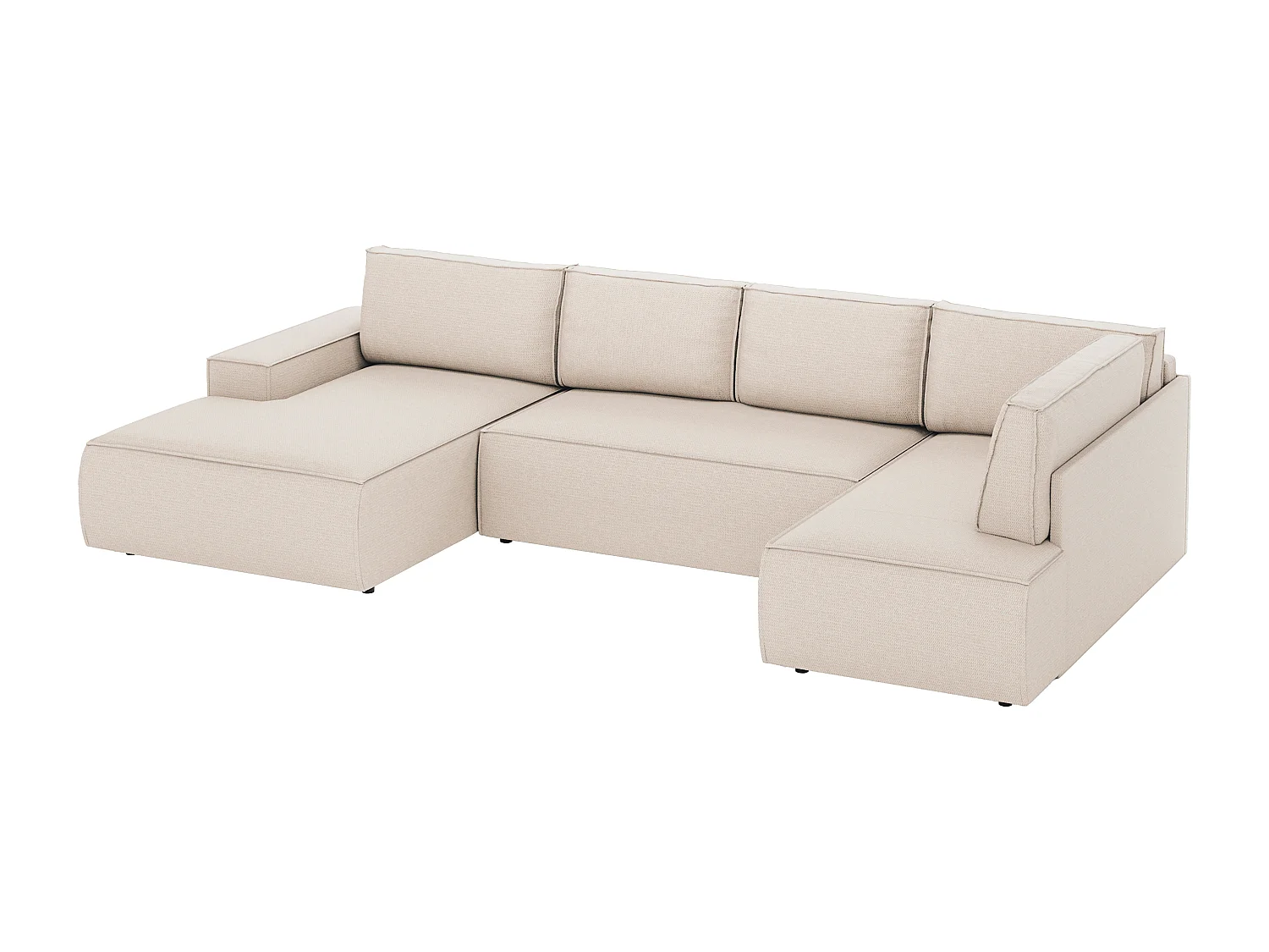 Grote, panoramische slaapbank met hoek links in beige textuurstof AMELIA