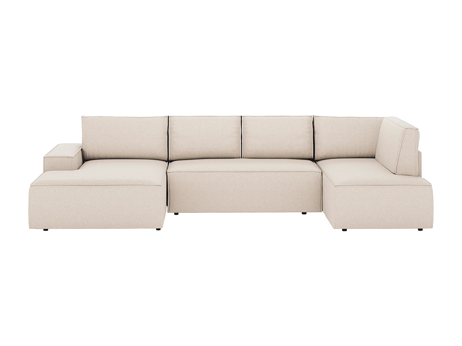 Große Wohnlandschaft mit Schlaffunktion - Ecke links - Strukturstoff - Beige - AMELIA