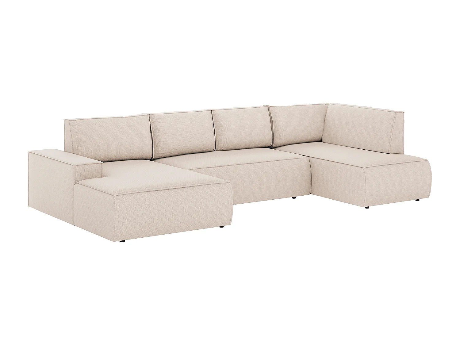 Große Wohnlandschaft mit Schlaffunktion - Ecke links - Strukturstoff - Beige - AMELIA