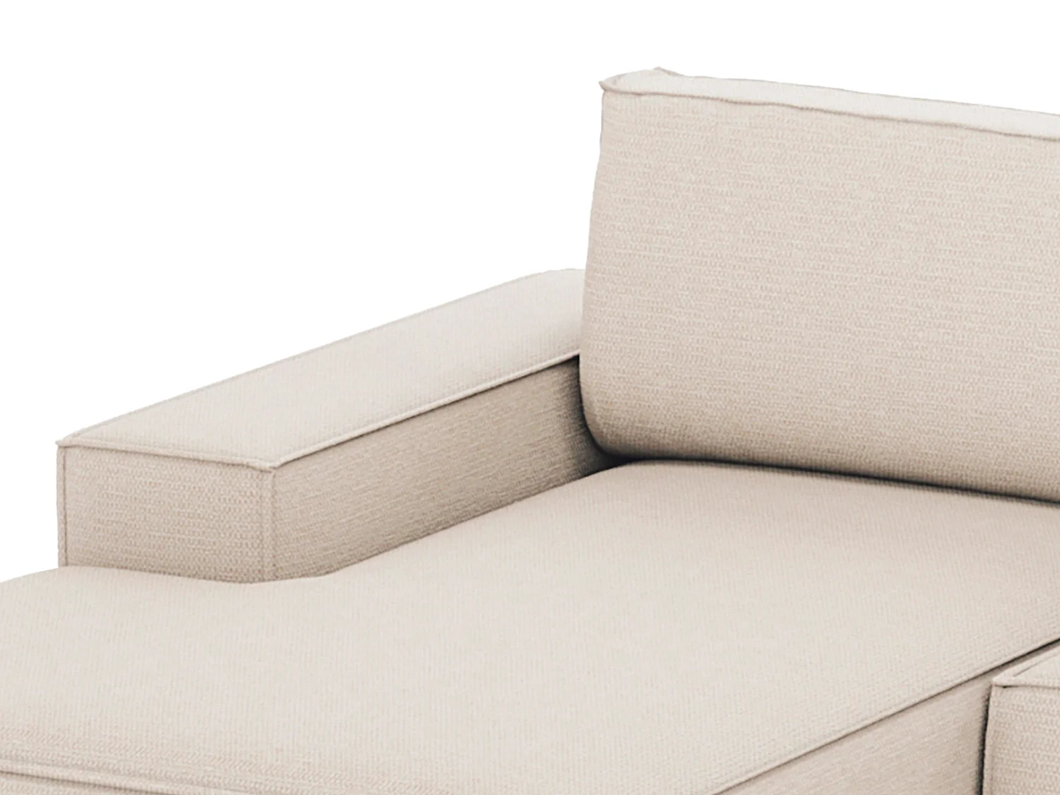 Grand canapé d'angle gauche panoramique convertible en tissu texturé beige AMELIA