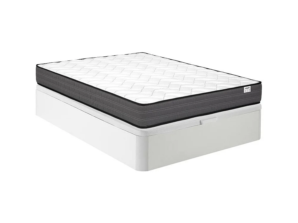 Ensemble 120 x 200 cm sommier coffre blanc + matelas ressorts ensachés ép.20cm - AMBRACIE de YSMÉE
