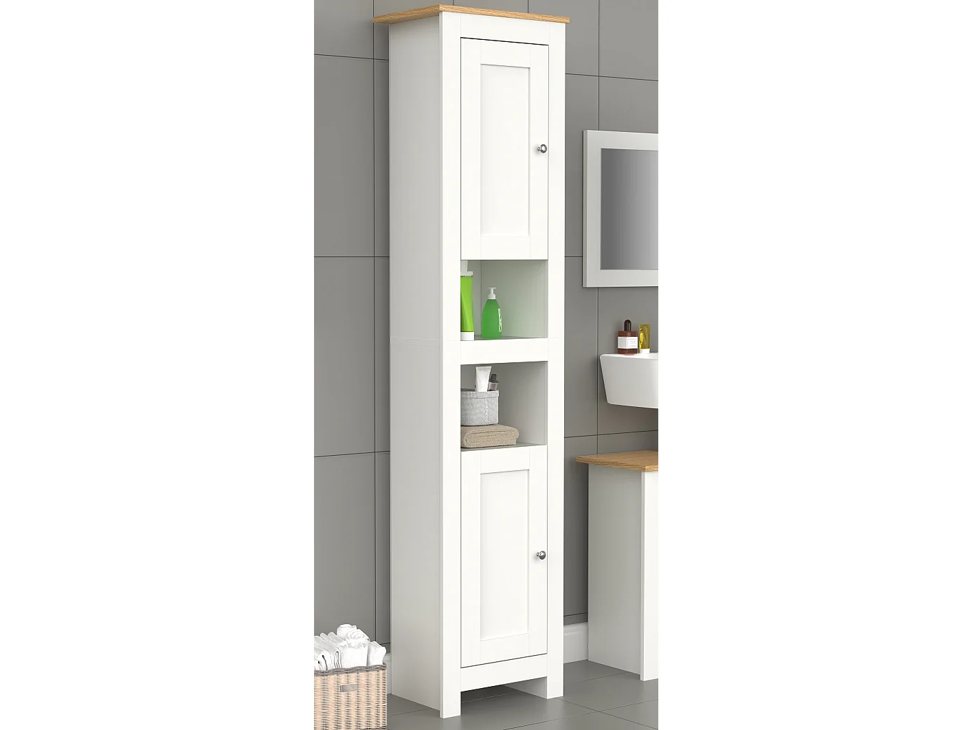 Mobiliário de casa de banho armário alto Balusa Branco A. 180 x L. 42 x P. 30 cm