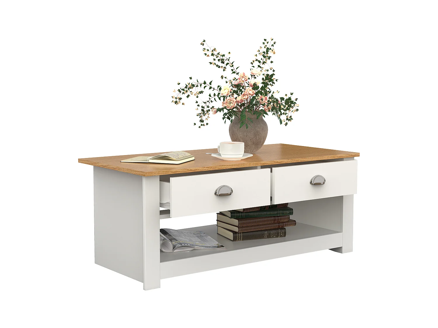 Holz Sofatisch Couchtisch Schublade Balusa