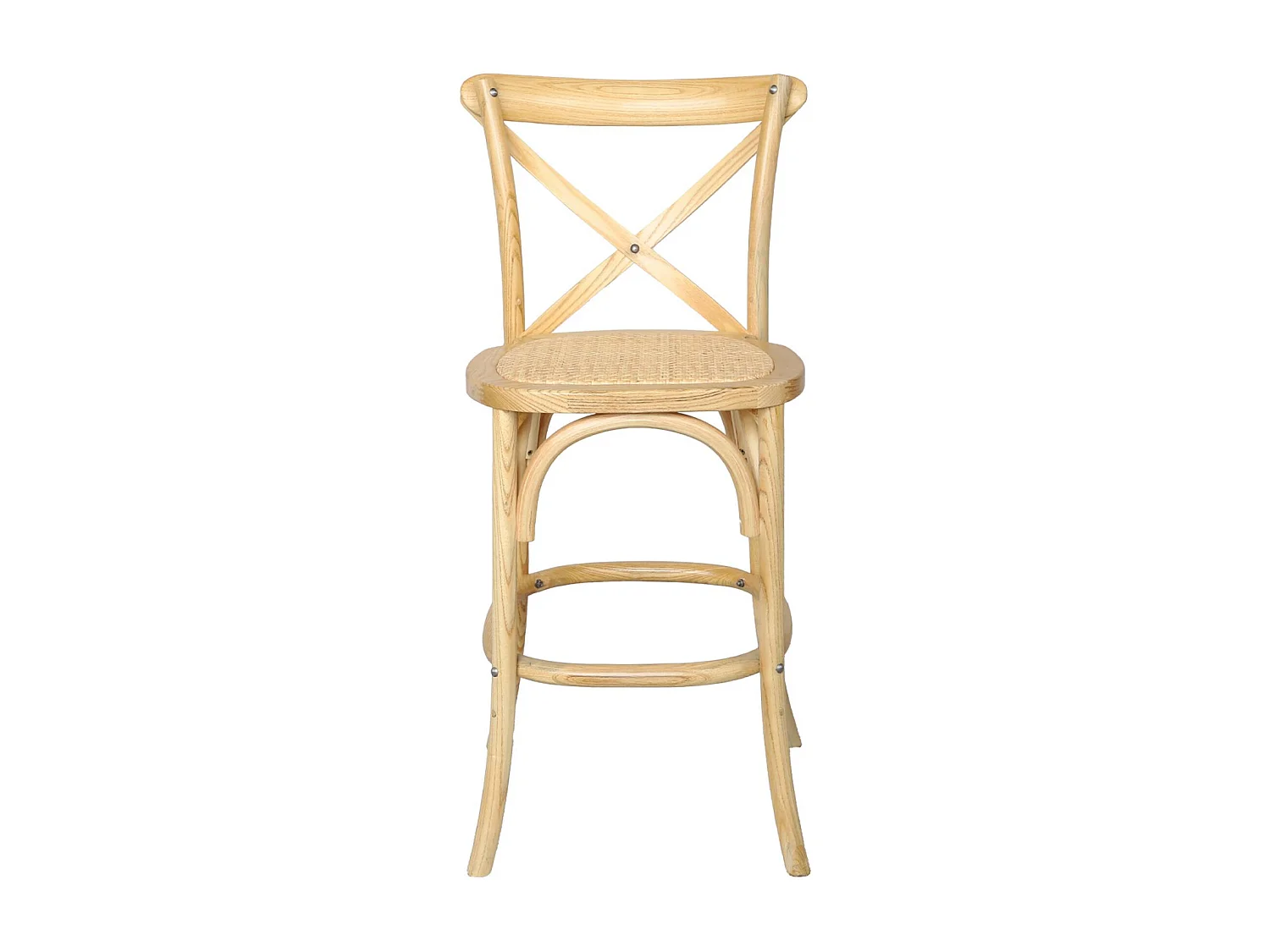 Tabouret de bar bistrot vintage en bois naturel avec repose-pieds