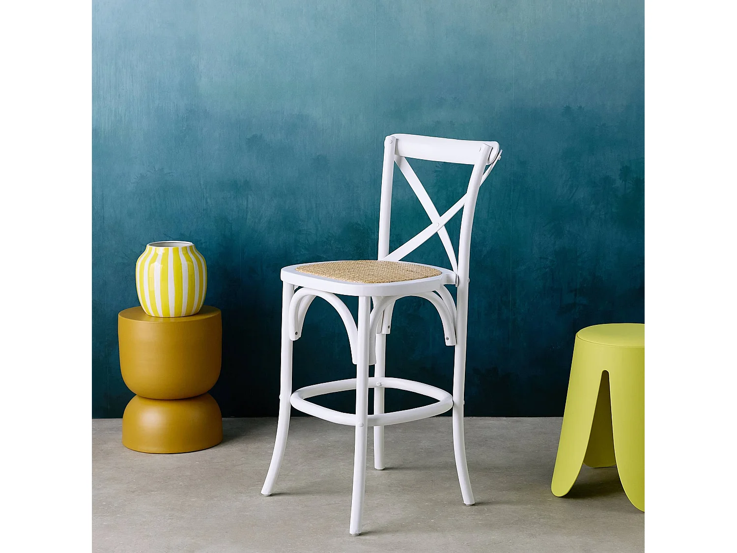 Sillas de bar bistró vintage madera blanco