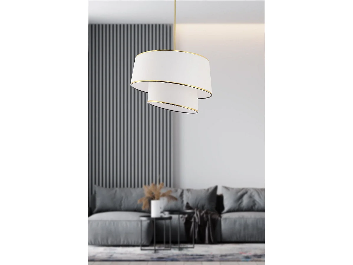 Suspension moderne abat-jour Rêve D32cm Tissu Blanc