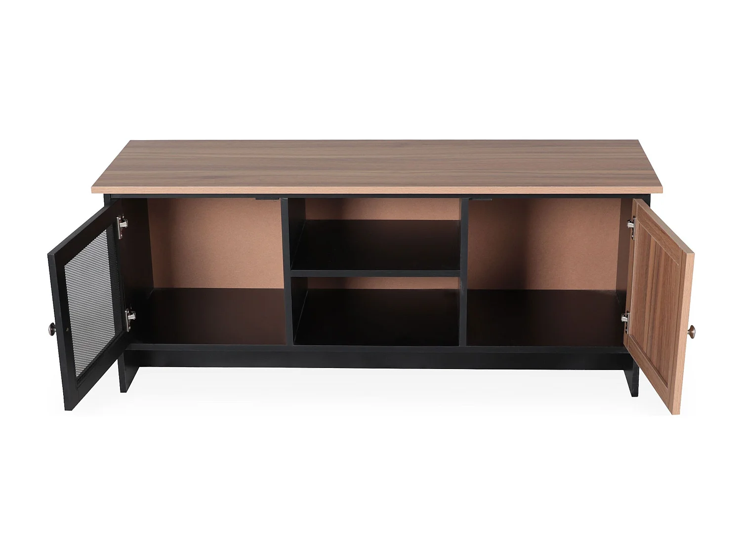 Meuble TV contemporain 2 portes L120cm Franck Bois et Noir