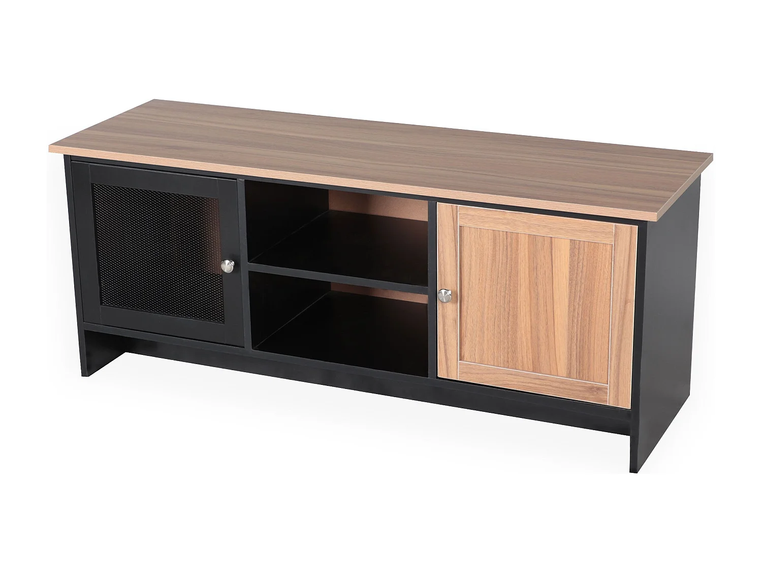 Meuble TV contemporain 2 portes L120cm Franck Bois et Noir