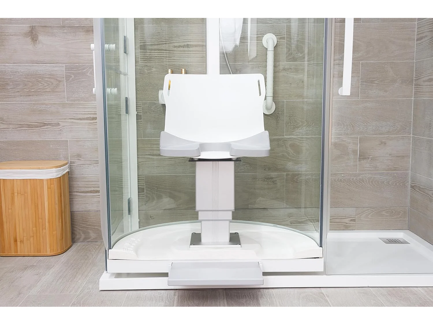 Mampara de Ducha HCS con sistema eléctrico con panel giratorio para personas mayores o movilidad reducida. Rectangular 155x80cm Derecha