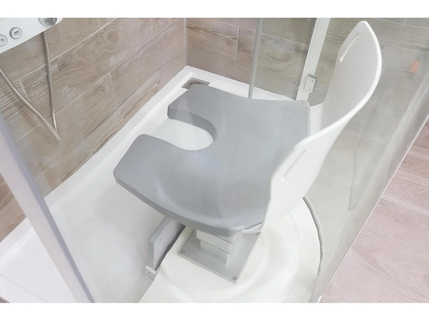 Mampara de Ducha HCS con sistema eléctrico con panel giratorio para personas mayores o movilidad reducida. Rectangular 155x80cm Derecha