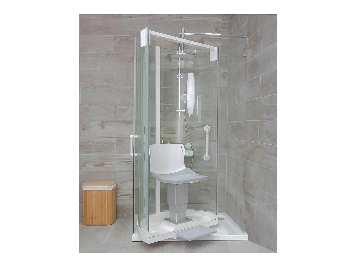 Mampara de Ducha HCS con sistema eléctrico con panel giratorio para personas mayores o movilidad reducida. Cuadrada 98x80cm Izquierda