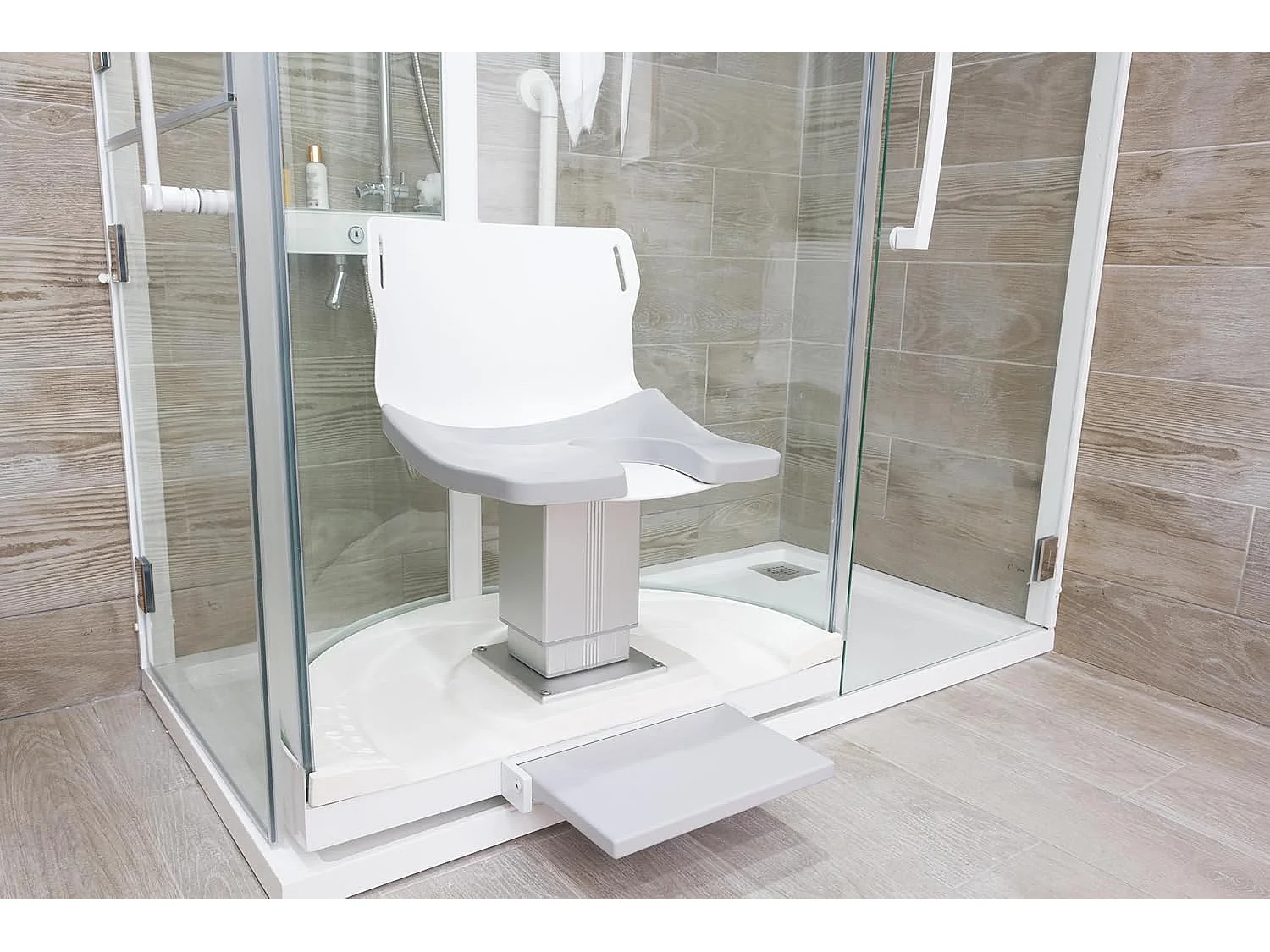 Mampara de Ducha HCS con sistema eléctrico con panel giratorio para personas mayores o movilidad reducida. Rectangular 155x80cm Izquierda